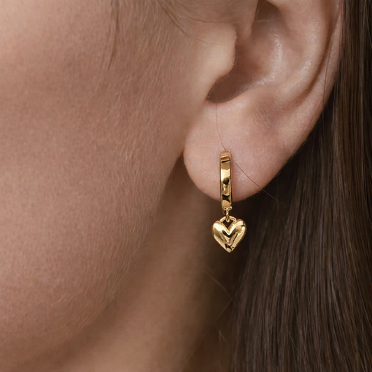 Brincos Coração Basic - Dourado