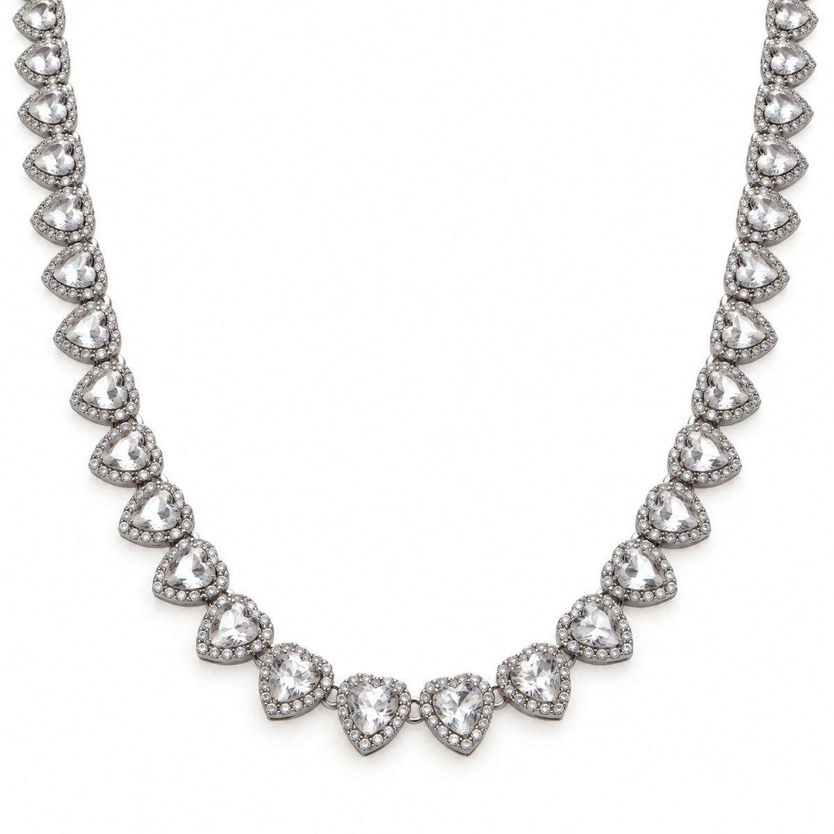 Choker Silver Riviera Hearts