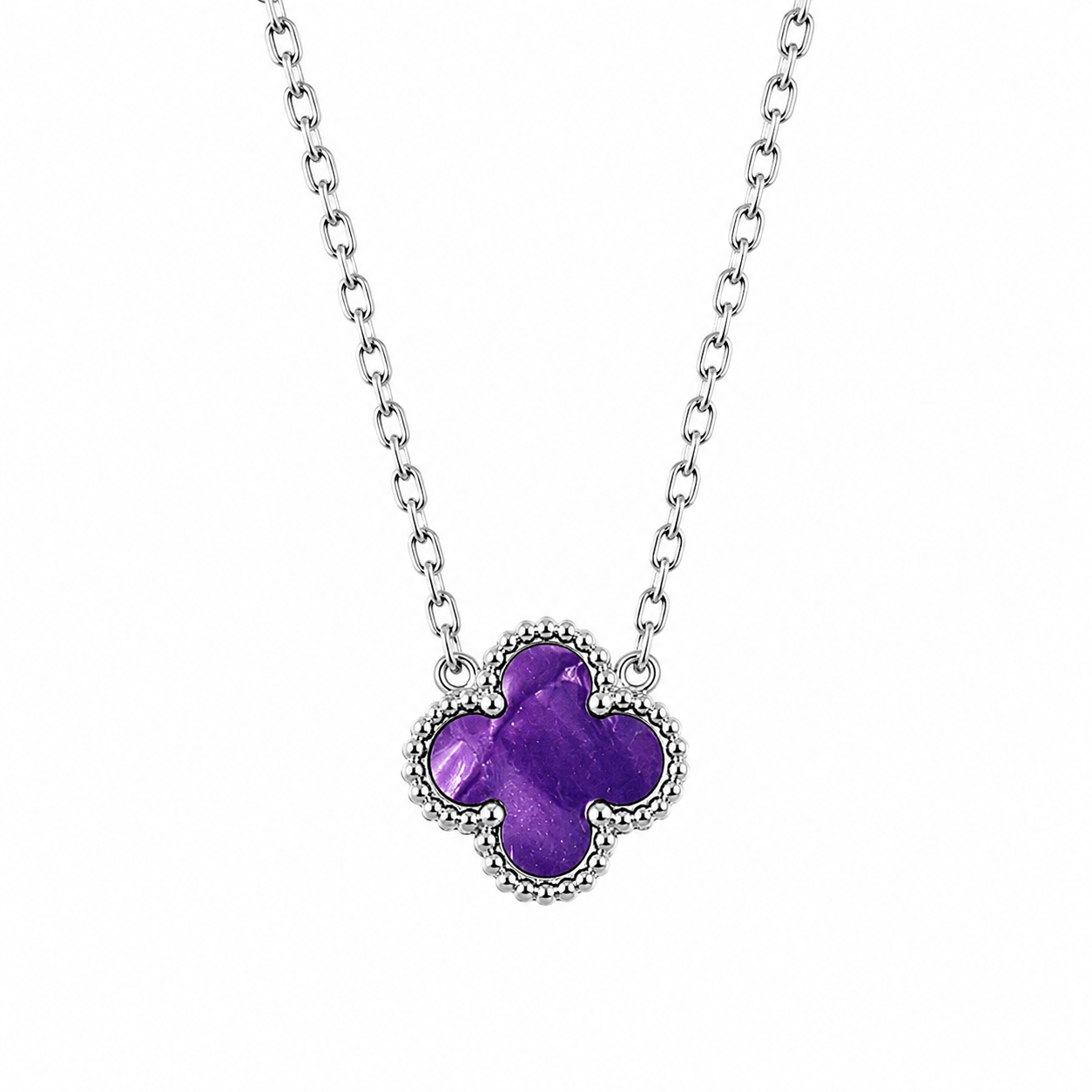Colar Lucky Clover Silver | Purpur
