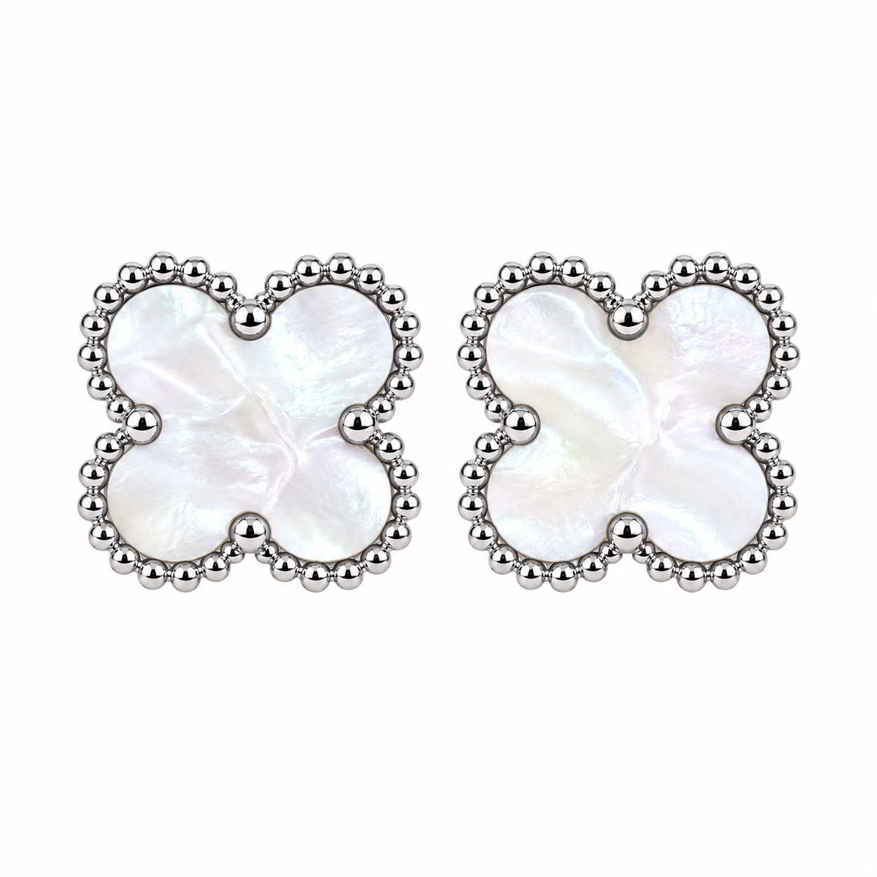 Brincos Lucky Clover Silver | White