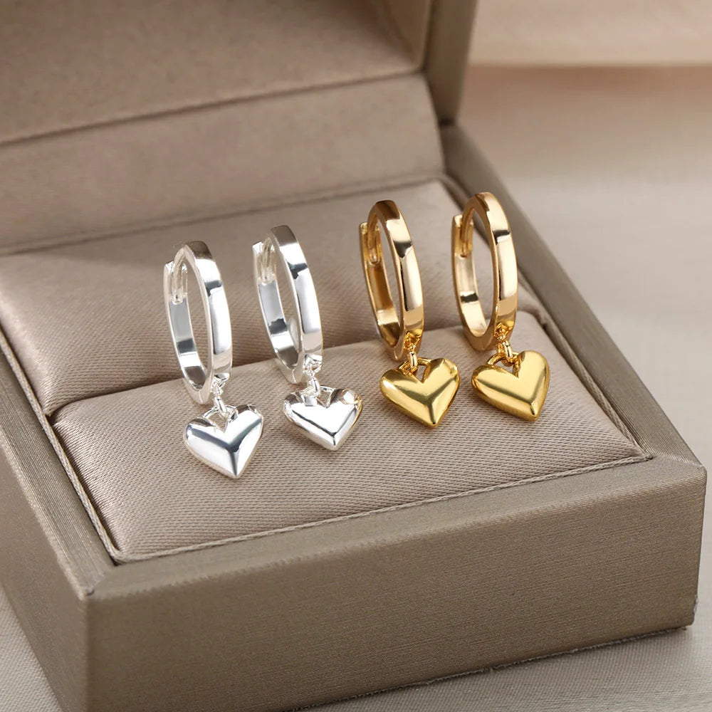 Brincos Silver Pending Heart Basic