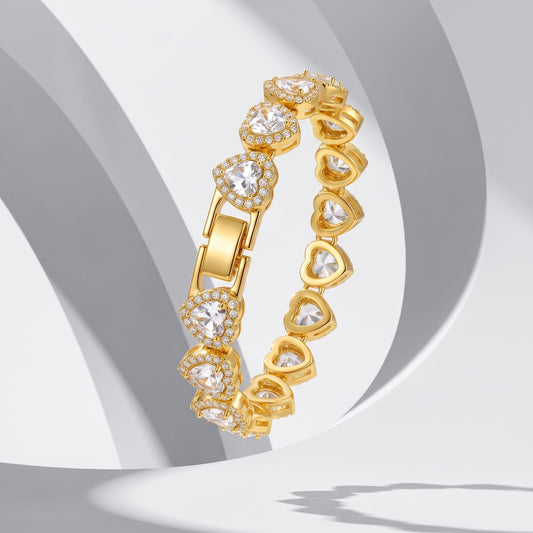 Pulseira Gold Riviera Hearts