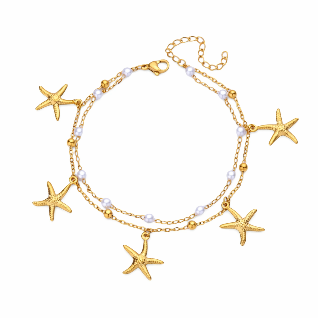 Tornozeleira Starfish Pearls