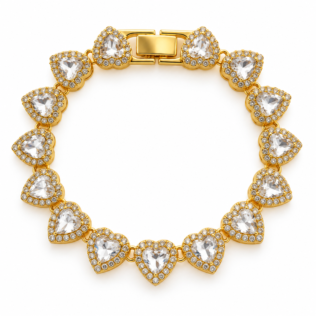 Pulseira Gold Riviera Hearts