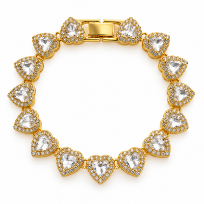 Pulseira Gold Riviera Hearts