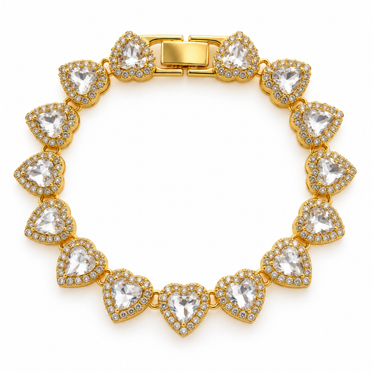 Pulseira Gold Riviera Hearts