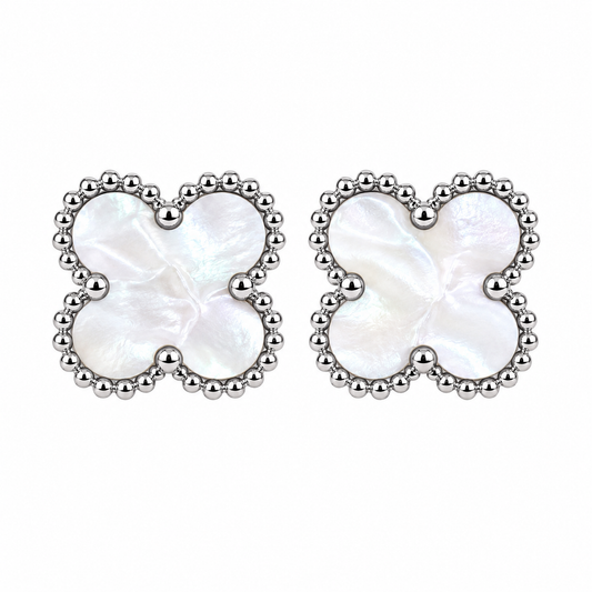 Brincos Lucky Clover Silver | White