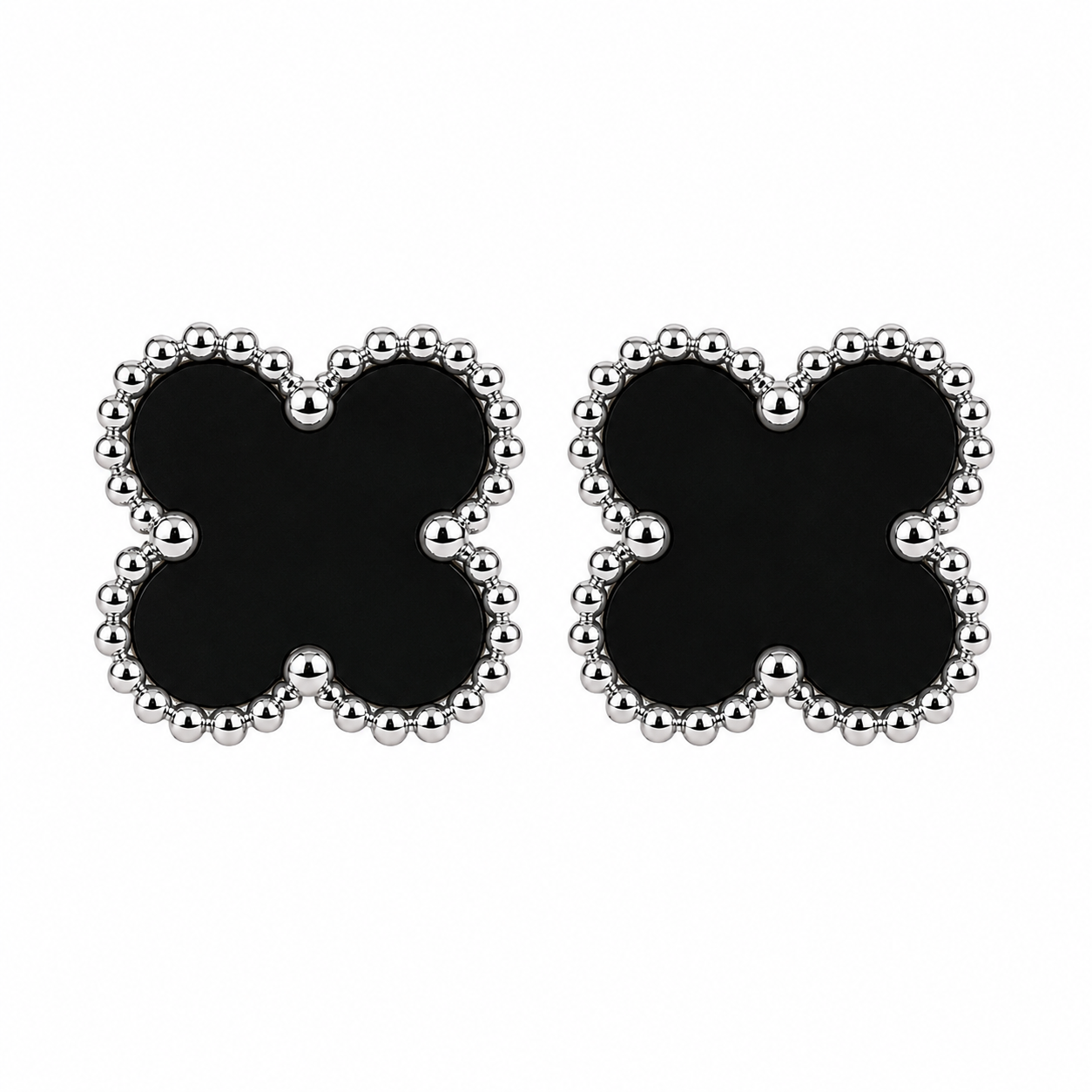 Brincos Lucky Clover Silver | Black