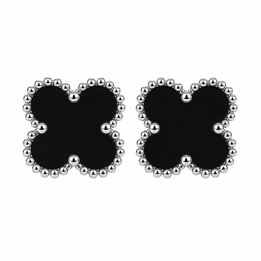 Brincos Lucky Clover Silver | Black