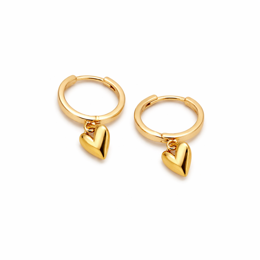 Brincos Coração Basic - Dourado