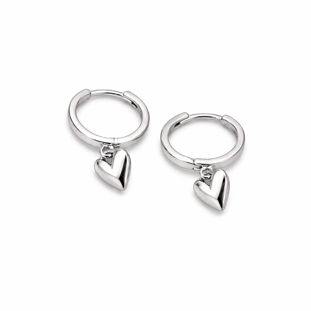 Brincos Silver Pending Heart Basic