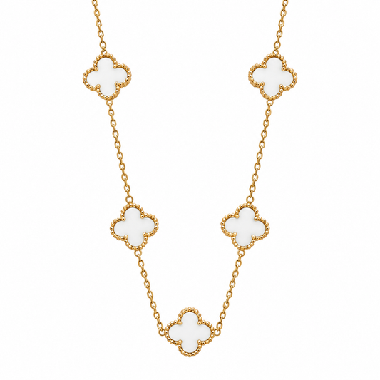 Colar Lucky Clover | 5 White Clovers